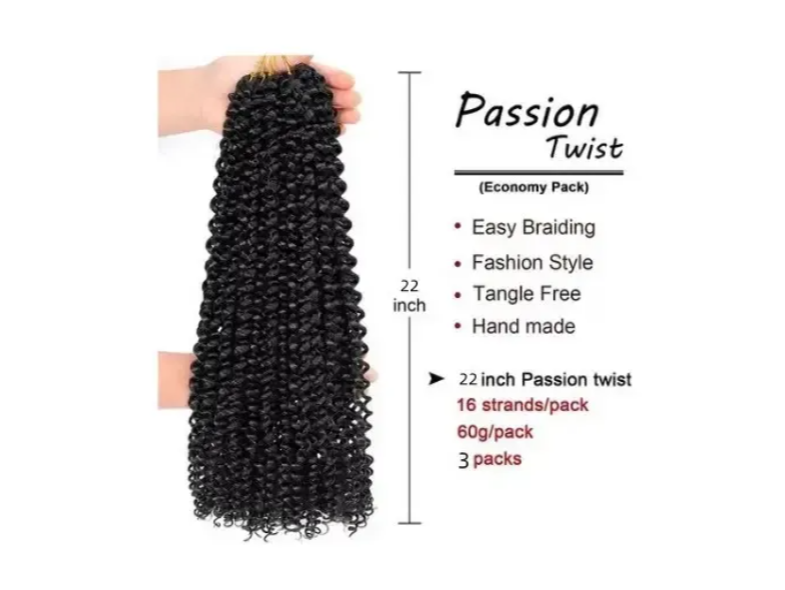 3 X Crochet Trenzado Extensiones De Cabello 22 Pulgadas Color 1 Negro