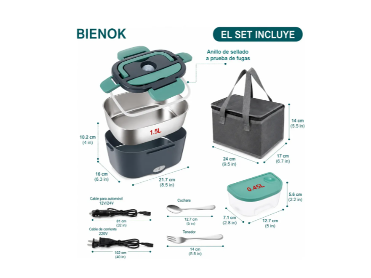 Lonchera Eléctrica Portátil 1.5l Auto Hogar Oficina
