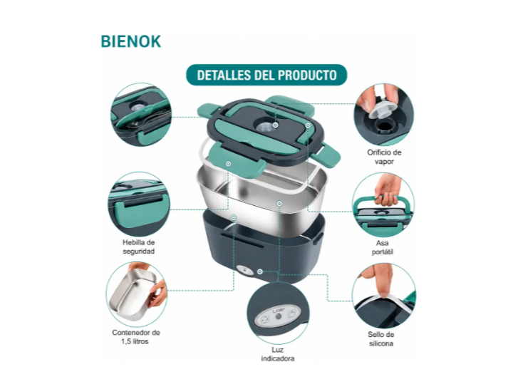 Lonchera Eléctrica Portátil 1.5l Auto Hogar Oficina