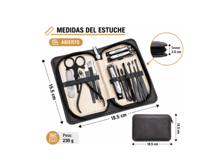 Kit Manicure Pedicure Profesional 15 En 1 Acero Inoxidable