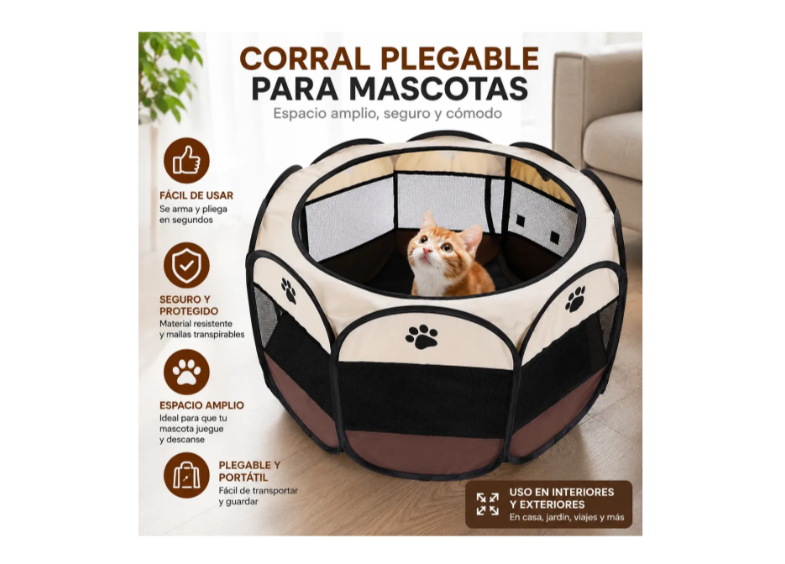 Corral Plegable Portátil Para Mascotas Perros Y Gatos