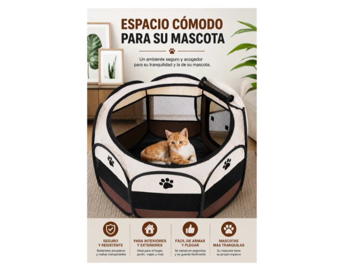 Corral Plegable Portátil Para Mascotas Perros Y Gatos