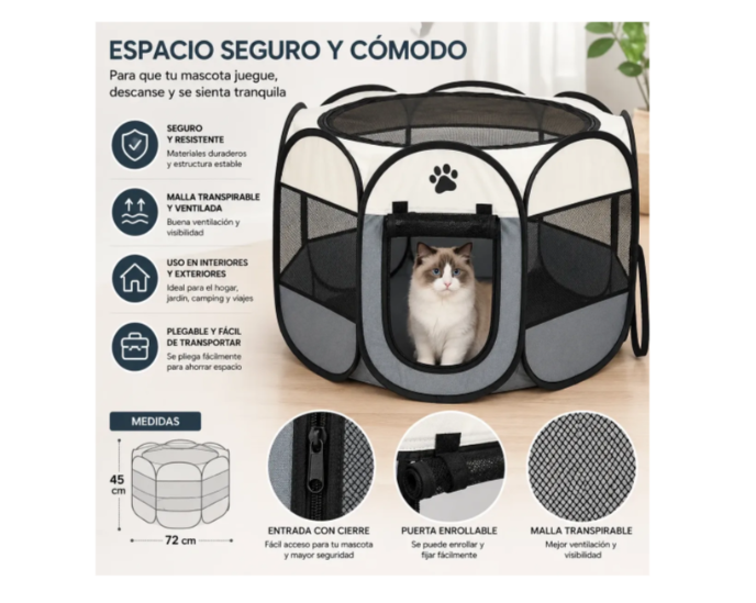Corral Plegable Portátil Para Mascotas Perros Y Gatos