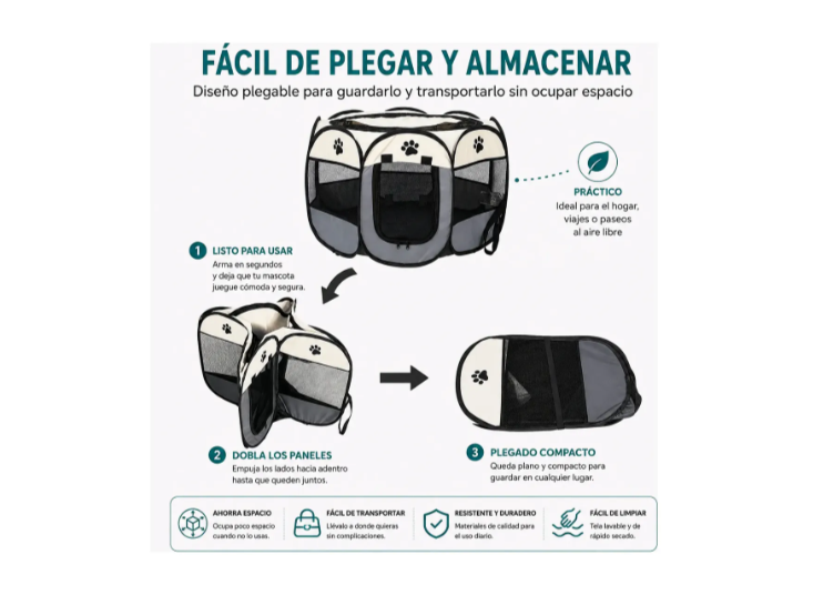 Corral Plegable Portátil Para Mascotas Perros Y Gatos