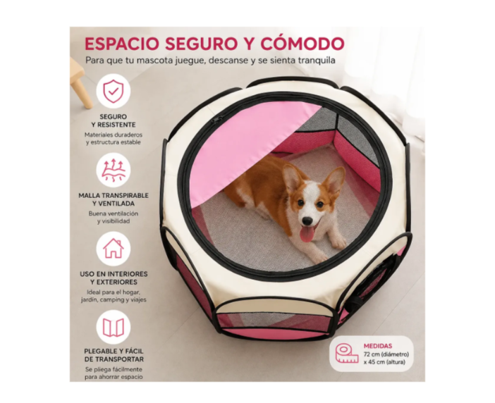 Corral Plegable Portátil Para Mascotas Perros Y Gatos