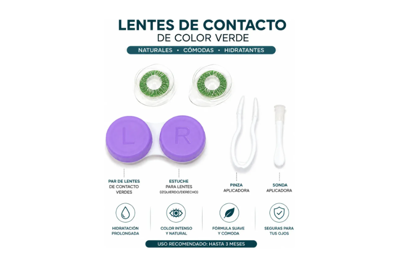 Lentes De Contacto Cosméticos 3d Con Estuche Y Accesorios