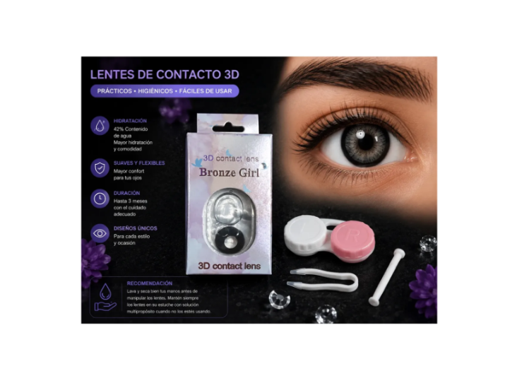 Lentes De Contacto Cosméticos 3d Con Estuche Y Accesorios