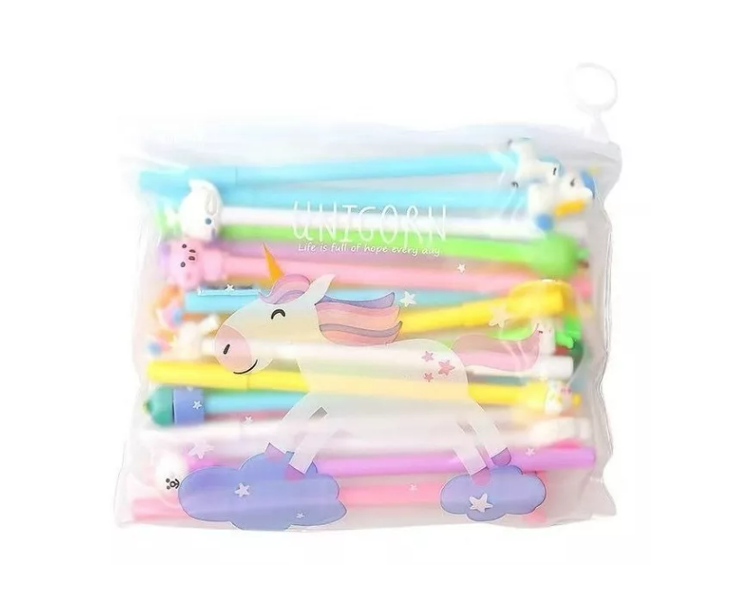 Set 20 Lápices Diferentes Diseño Con Estuche Unicornio