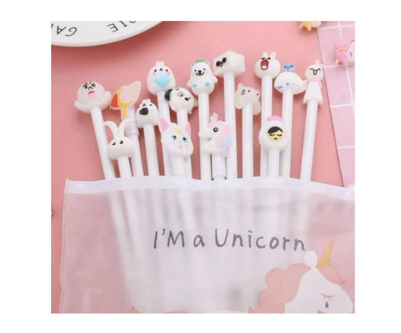 Set 20 Lápices Diferentes Diseño Con Estuche Unicornio