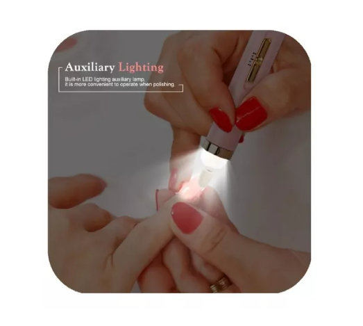 Pulidor Torno Esmeril De Uñas Recargable Usb Portatil Fresas