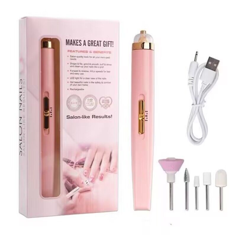 Pulidor Torno Esmeril De Uñas Recargable Usb Portatil Fresas