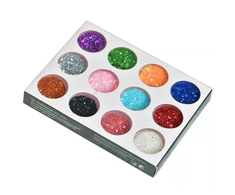 Set 12 Glitters Para Uñas En Forma Redondo