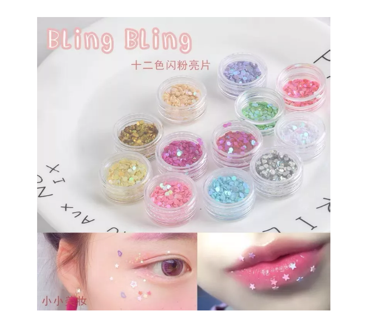 Set 12 Glitters Para Uñas En Forma Redondo