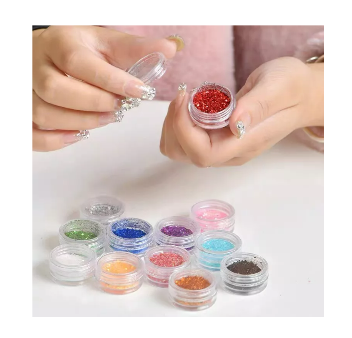 Set 12 Glitters Para Uñas En Forma Redondo