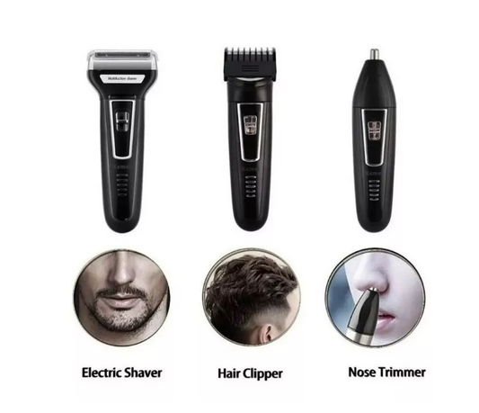 Maquina Kemei 3 En 1 Afeita Depiladora Nasal Cortador Barba KM-6558