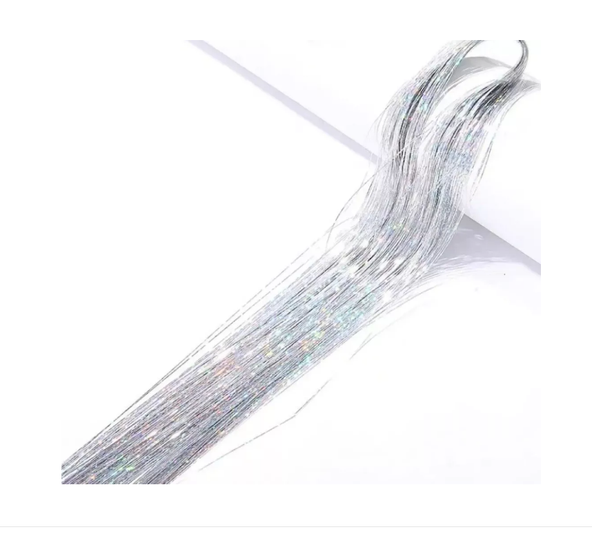 Tinsel Hair Extensiones Oropel Holográfico Cabello Brillante