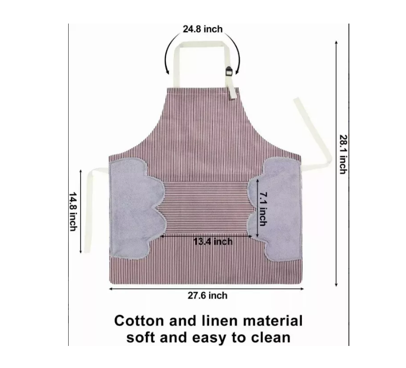 Delantal Pechera De Impermeable Rayas Ajustable Con Bolsillo