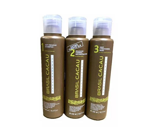 Kit 3 Pasos Keratina Alisante Brasil Cacau 500ml
