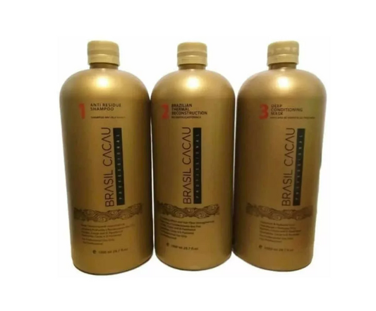 Kit Alisado Keratina 3 Pasos Brasil Cacau 1000ml