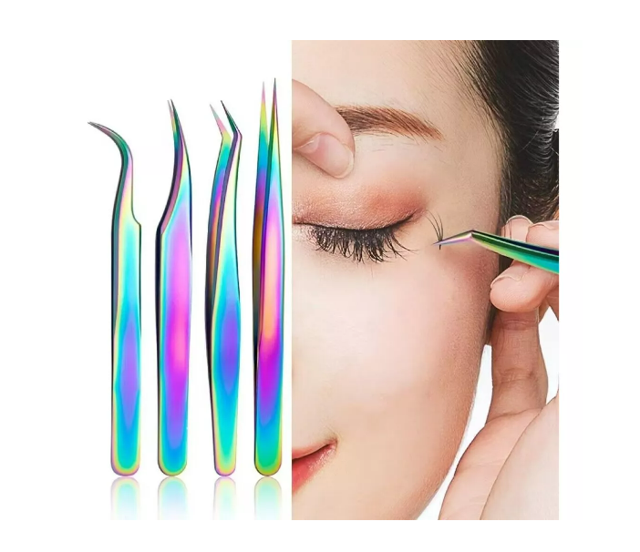 Set De 4 Pinzas Para Extensión De Pestaña Tornasol