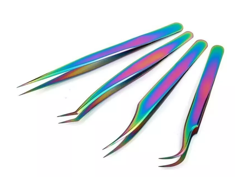 Set De 4 Pinzas Para Extensión De Pestaña Tornasol