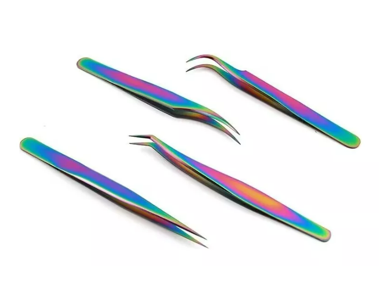 Set De 4 Pinzas Para Extensión De Pestaña Tornasol
