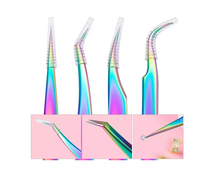 Set De 4 Pinzas Para Extensión De Pestaña Tornasol