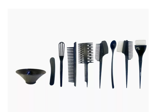 Kit 9 Piezas Para Tintura Pocillo + Peinetas + Aplicadores
