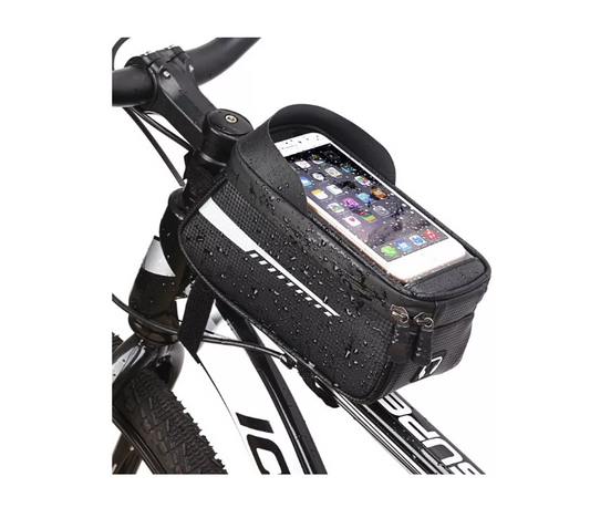 Bolso Porta Celular Para Bicicleta Impermeable Color Negro