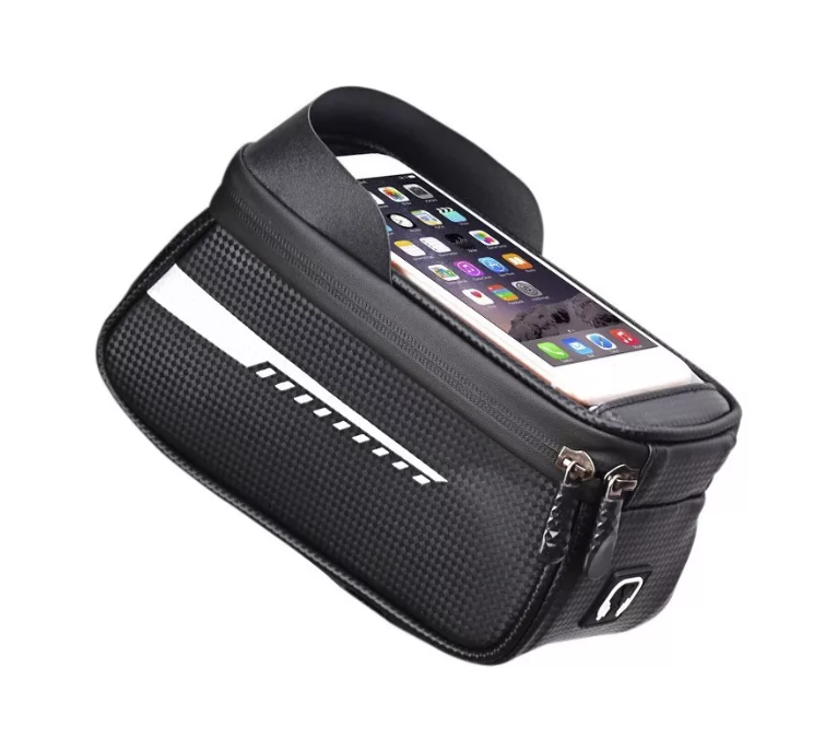 Bolso Porta Celular Para Bicicleta Impermeable Color Negro