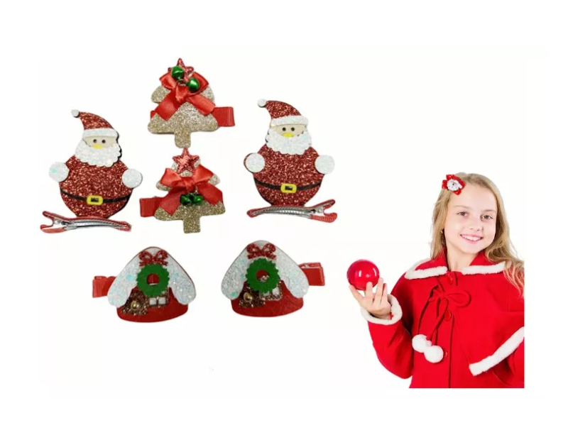 Set 12 Pinches De Navidad Para Niñas