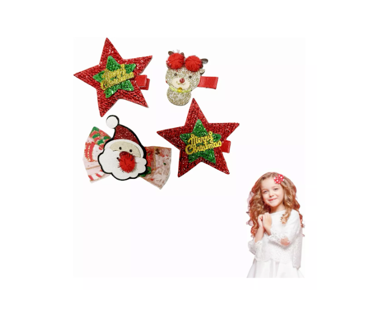 Set 12 Pinches De Navidad Para Niñas