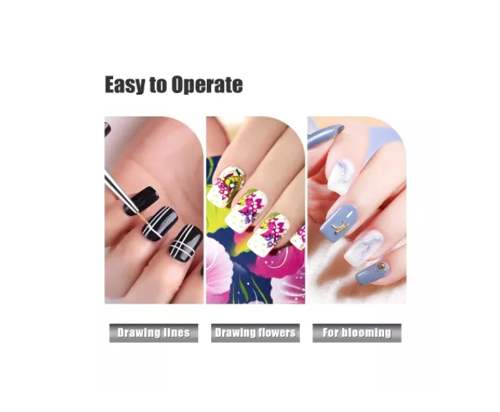 Kit 3 Pinceles Tornasol Para Diseño Uñas Postizas / Naturales