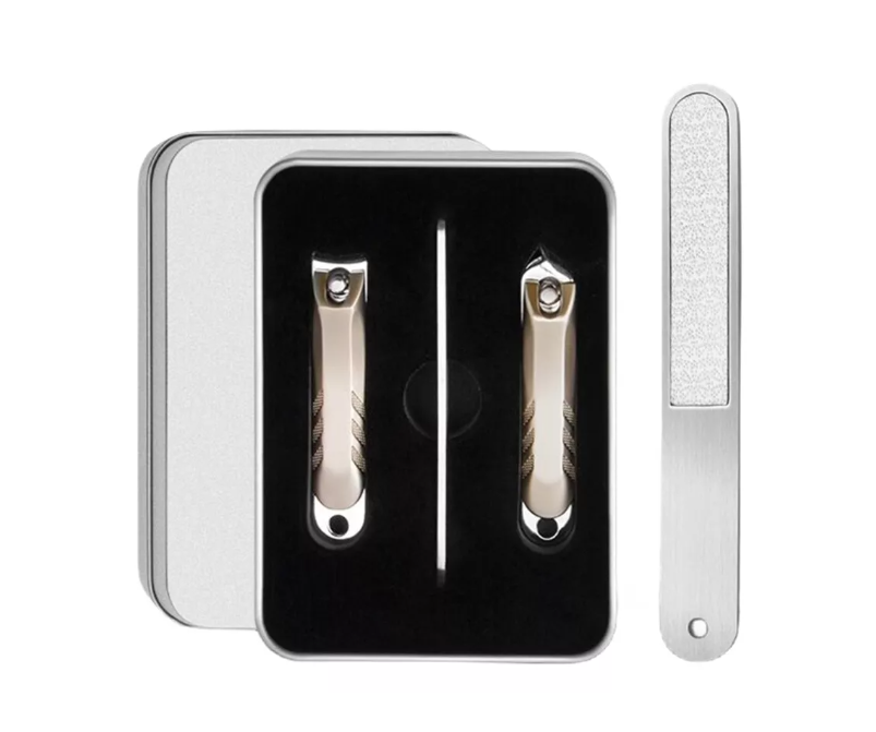 Set Manicure Pedicure Corta Uñas- Lima - 3 Pcs Con Cajita