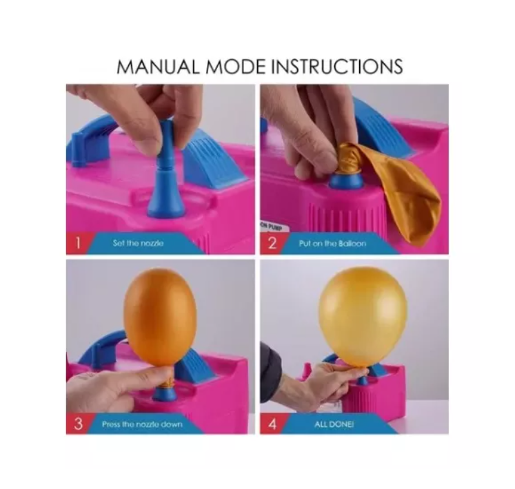 Inflador De Globos Bombas Eléctrico 2 Inyectores Fiestas