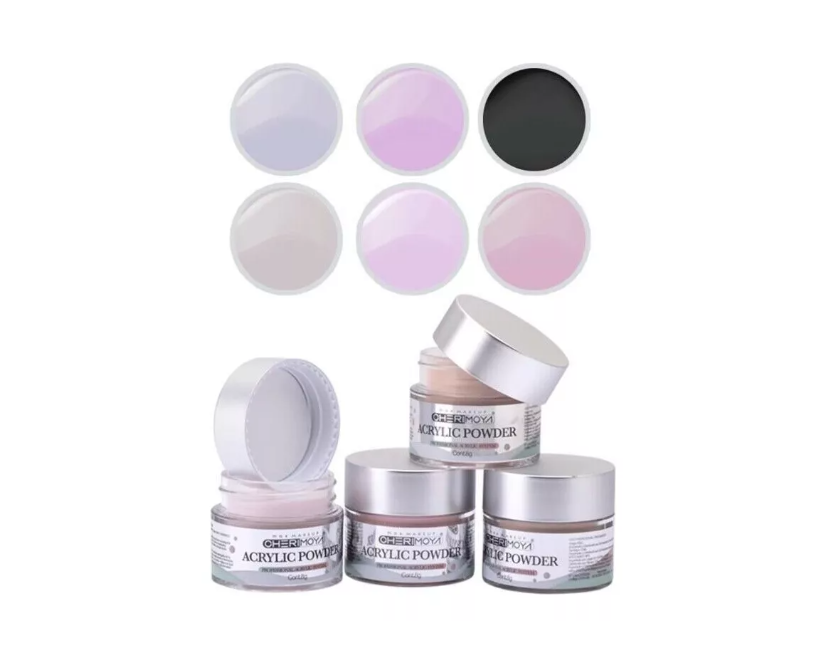 Set De 6 Polvo Acrílico De Colores Cherimoya