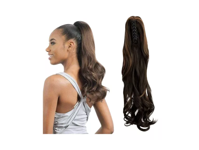 Postizos Extenciones De Cola Con Gancho Pelo Ondulado
