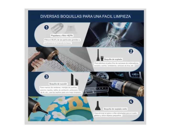Aspiradora De Mano Inalambrica Recargable Potente