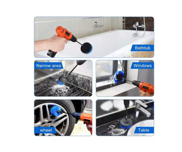 Set De Cepillos Para Taladro 6 Piezas Limpieza De Auto Y Hogar