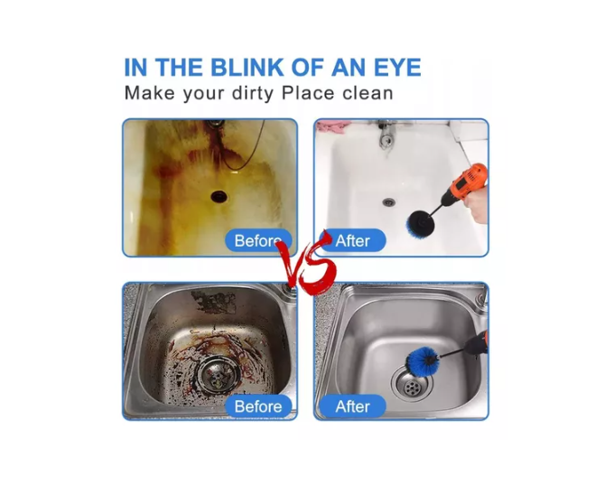 Set De Cepillos Para Taladro 6 Piezas Limpieza De Auto Y Hogar