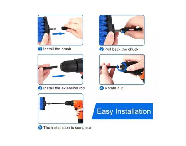Set De Cepillos Para Taladro 6 Piezas Limpieza De Auto Y Hogar