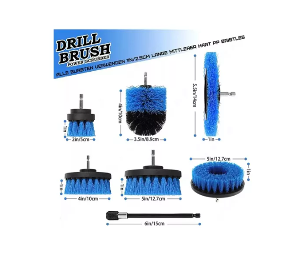 Set De Cepillos Para Taladro 6 Piezas Limpieza De Auto Y Hogar