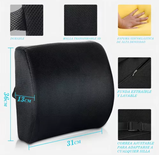 Para Silla De Ruedas Auto Oficina Cojin Soporte Espalda Corrector
