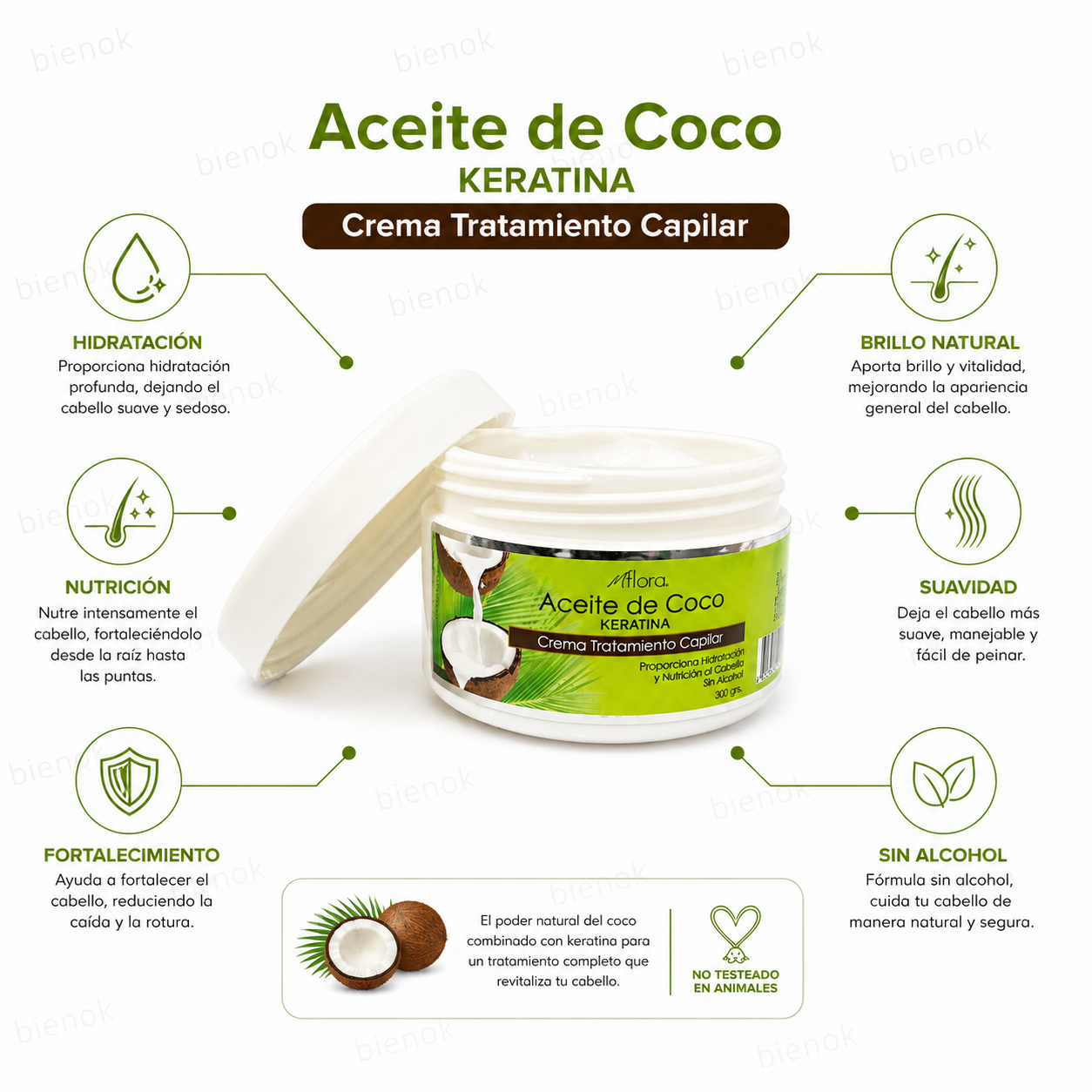 Crema Keratina De Coco / Palta / Argan 300 Gr MFlora (1 Unid
